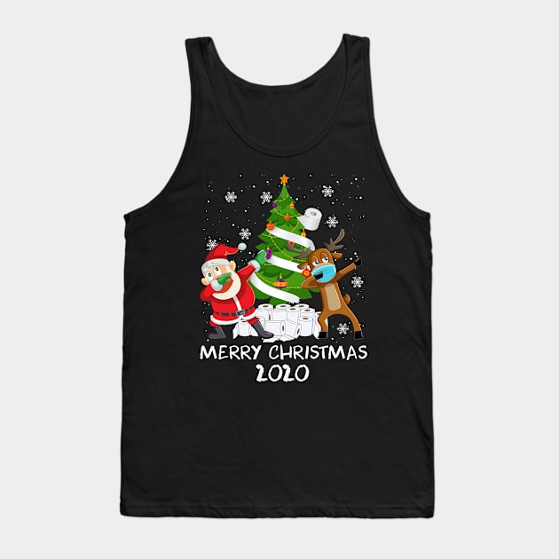 Dabbing Santa Mask Reindeer Mask, Candy Cane, Snowflake, Christmas Tree Toilet Paper, and Christmas Lights Quarantine Christmas 2020 Tank Top by mittievance